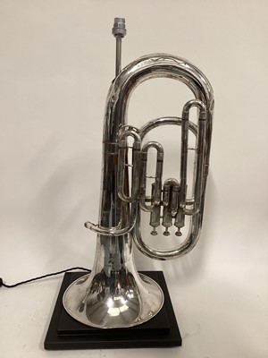 Lot 20 - Euphonium (Lark) lamp, 73cm base to top of light fitting, 26cm width