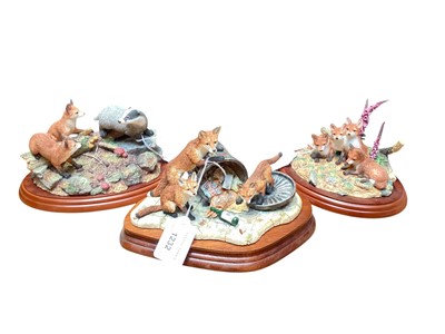 Lot 1232 - Three Border Fine Arts sculptures - limited edition Family Forage, no. 106 of 1250, with certificate, Young Ones and Discovery