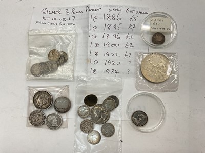 Lot 356 - Selection of miscellaneous silver coins and others