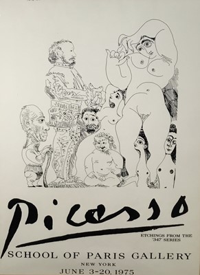 Lot 73 - Picasso poster, School of Paris Gallery New York exhibition, June 3-20 1975 - 'Etchings from the 347 Series'