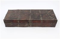 Lot 1104 - Antique African leather bound and iron mounted...