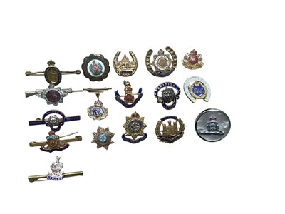 Lot 760 - Group of seventeen Second World War era mainly brass and enamel sweetheart brooches and badges to include Royal Artillery, Royal Engineers and Army Service Corps (17).