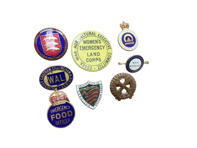 Lot 764 - Group of eight Second World War era badges to include Emergency Food Officer, National Federation of Women Workers and Ministry of Supply Inspectorate of Armaments (8).