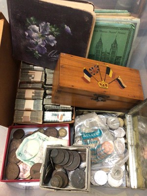 Lot 341 - Group of various coins, early 20th century autograph book, old British Meseum postcards etc