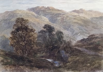 Lot 89 - William Henry Hall (1812-1880), watercolour painting - Evening, near Rosthwaite, Cumberland, 1875, signed, 17cm x 25cm, framed and glazed