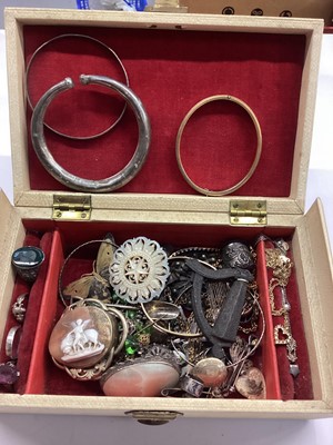 Lot 1083 - Box of vintage costume jewellery and box of silver