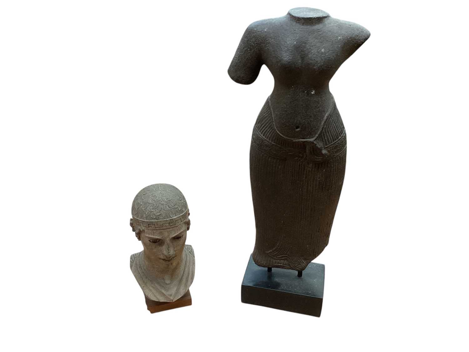 Lot 2502 - Two modern museum reproductions of ancient statue, on plinth stands