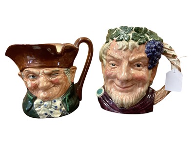 Lot 1244 - Eight Royal Doulton character jugs - Bacchus D6499, Old Charley D5420, Dick Turpin D6528, Lobster Man D6617, Capt Ahab D6500, Dick Turpin D6528, Old Salt D6551 and The Poacher D6429