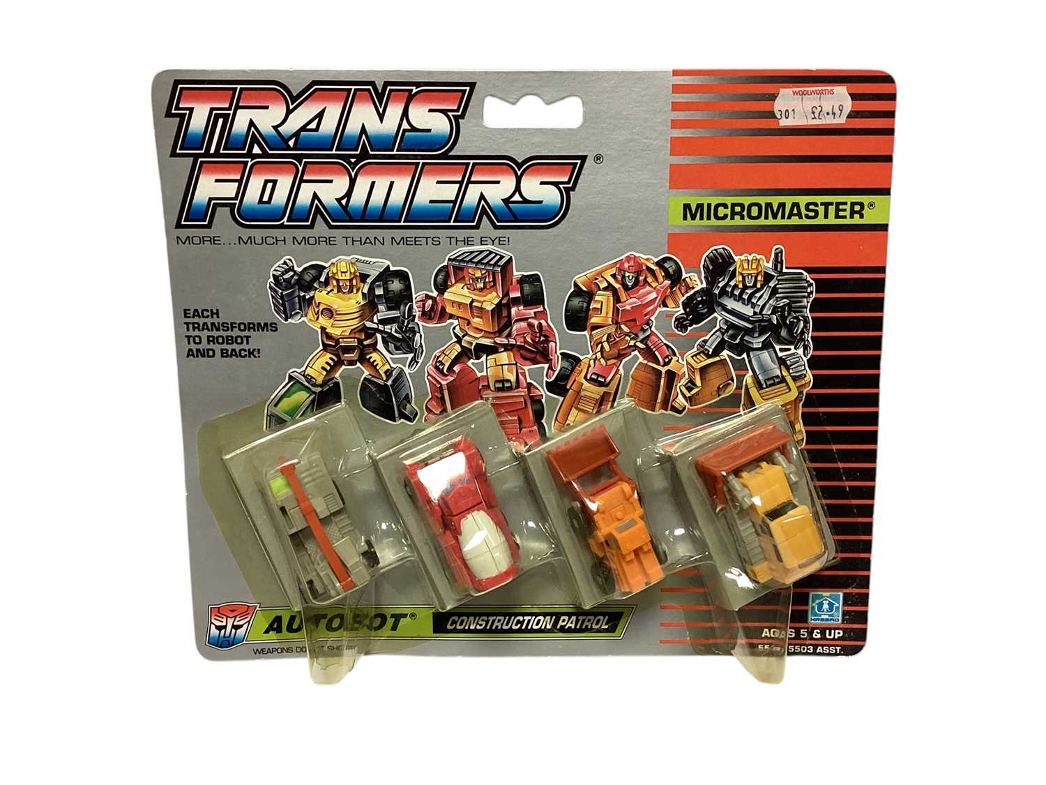 Lot 1701 - Hasbro Transformers (c1987) Sparkabot Autobot Sizzle, Fizzle & Guzzle, No.5859, plus Autobot Construction Patrol No.5544 & Bumblebee together with HG Toys Robots in Disguise Clip On, all...