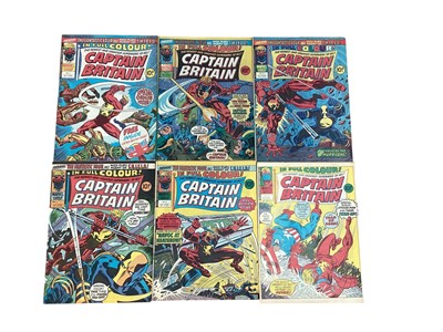 Lot 1600 - Marvel comics group (1976) Captain Britain #1featuring the 1st appearance of Captain Britain including free mask gift together with Captain Britain #3 #4 #5 #6 #22