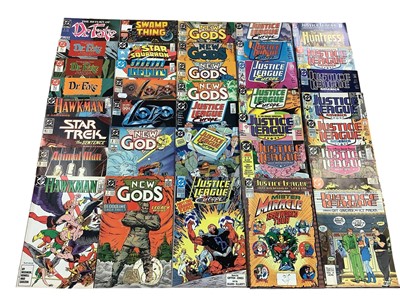 Lot 1610 - Large box of DC Comics (mostly 80s and some 90s). To include Dr. Fate, Justice League America, New Gods, Justice League International, Flash and others. Approximately 240 comics.