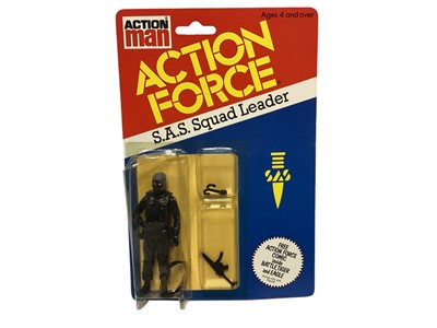 Lot Palitoy Action Man Action Force S.A.S. Squad Leader & S.A.S. Commando, on card with blister pack (slightly crumpled) (2)