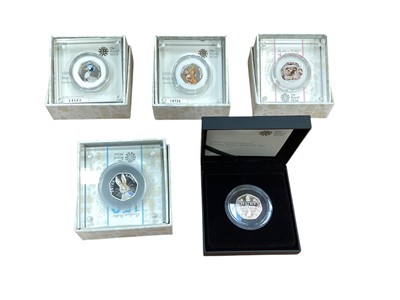 Lot 526 - G.B. - Royal Mint Beatrix Potter One Hundred & Fiftieth Anniversary proof silver Fifty Pence coins to include 'Beatrix Potter 1866 1943' 2016 (Ref: Spink H42), colour enhanced Fifty Pences '...