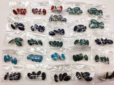 Lot 193 - Collection of contemporary silver (925) enamelled oval panel cufflinks, various colours (26 pairs)