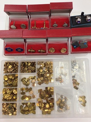 Lot 195 - Large collection of gold plated/ brass cufflinks, together with other boxed cufflinks