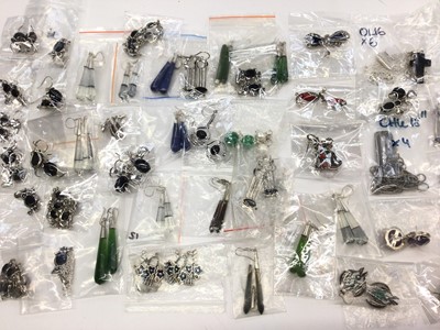 Lot 199 - Collection of silver (925) pendant drop earrings, other earrings, necklaces and chains, mostly new in packets