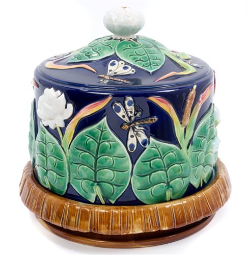 Lot 241 - Victorian George Jones Majolica cheese dome...