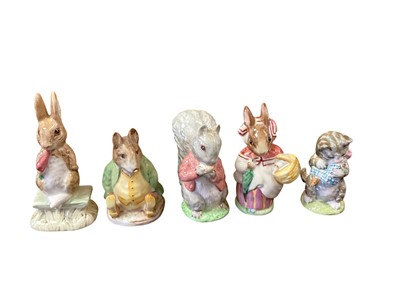 Lot 1264 - Collection of 10 Beswick and Royal Albert Beatrix Potter figures to include Fierce Bad Rabbit BP-3b, Samuel Whiskers, Timmy Tiptoes, Mrs Rabbit, Miss Moppet, Timmy Willie, Goody Tiptoes, Squirre...