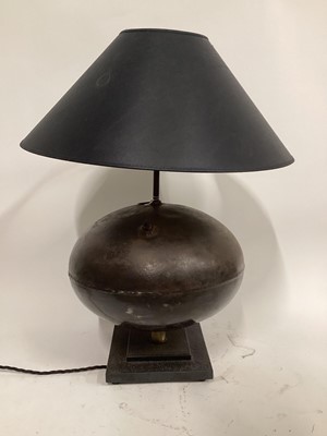 Lot 31 - Plymouth Naval Dockyard Buoy lamp, 51cm without shade, c.37cm diameter, on 20cm square base