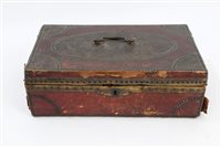 Lot 1027 - 18th century red leather and Clocksse-stud...