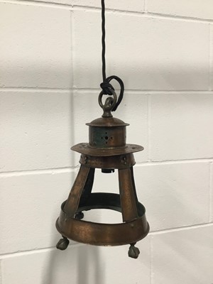 Lot 33 - Ships Copper Lantern, 29cm, diameter of base 17.5cm, with 7cm ceiling rose