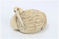 Lot 1031 - Late 19th century Japanese netsuke of a heron...