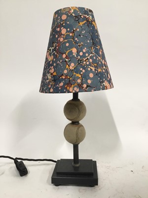 Lot 59 - Tennis Ball lamp with marble shade, 46cm including shade, on 10cm x 13cm base