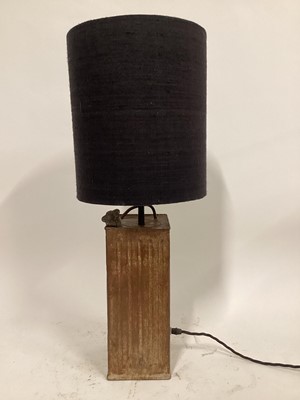 Lot 65 - French Petrol Can lamp with shade, 65cm high including shade, can base 12cm x 14cm