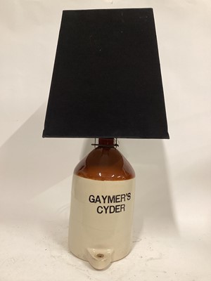 Lot 70 - Gaymer's Cyder flagon lamp, 79cm high with shade, base 21cm diameter