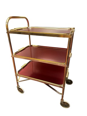 Lot 239 - Vintage three tier drinks trolley with removable trays, 60cm x 39cm