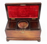 Lot 1039 - William IV rosewood tea caddy of rectangular...