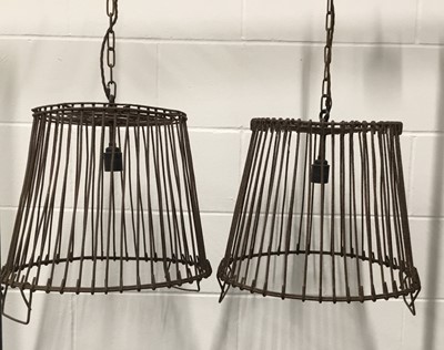 Lot 79 - Two Mussel Basket hanging lights, height 34cm x top diameter 30cm x base 42cm, with 9.5cm ceiling fixing (2)