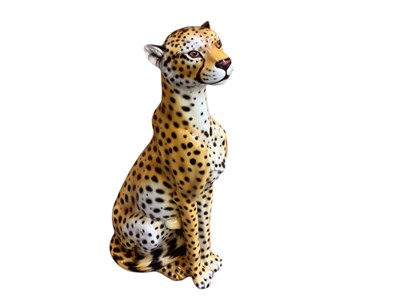 Lot 1267 - Large ceramic model of a seated leopard