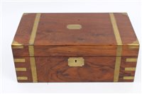 Lot 1040 - Victorian brass bound walnut writing box with...