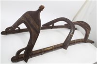 Lot 1041 - Unusual antique camel saddle of curved wooden...