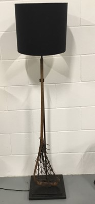 Lot 91 - Vintage Lacrosse floor lamp with shade, 140cm without shade, on 30cm square base