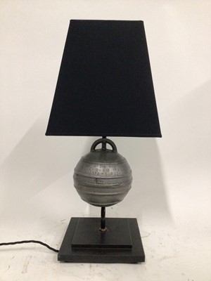 Lot 101 - Buoy lamp with shade, 63cm high including shade, 23cm square base