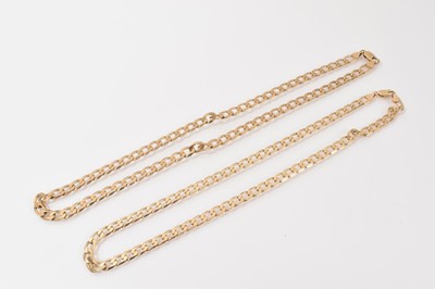 Lot 245 - Two 9ct gold flat curb link chains