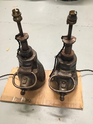 Lot 114 - Pair Old Lorry Jack lights, 43cm high