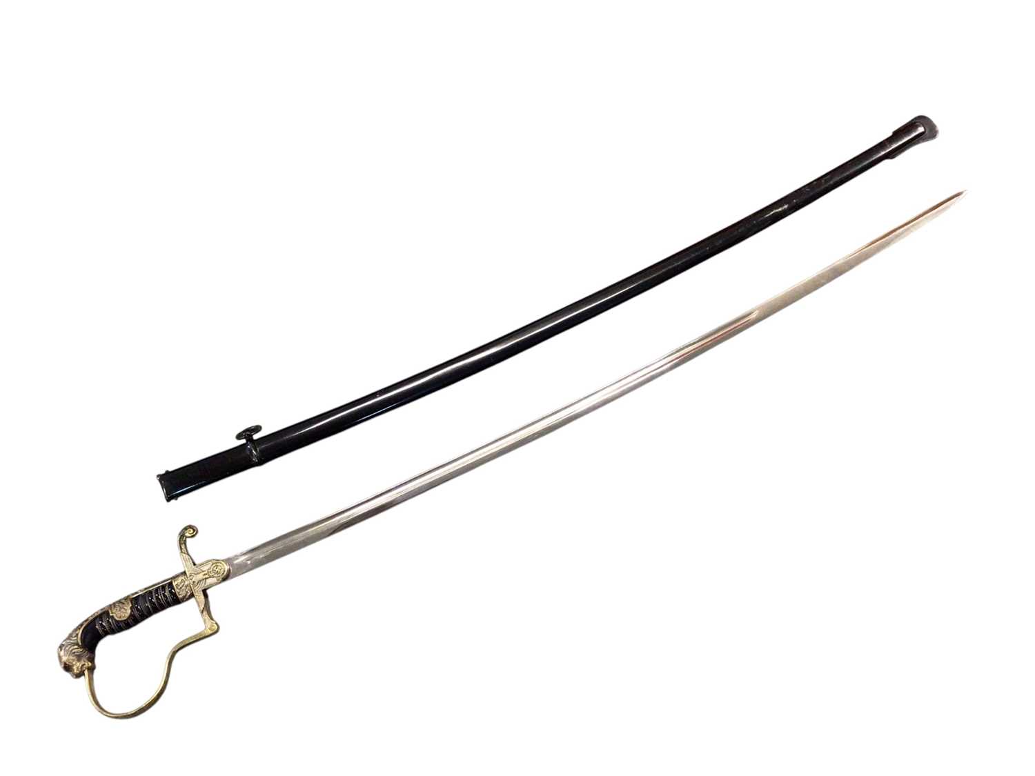 Lot 1013 - Scarce 1930s Nazi SS army pattern sword with brass stirrup hilt