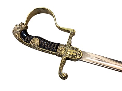 Lot 1013 - Scarce 1930s Nazi SS army pattern sword with brass stirrup hilt