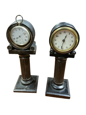 Lot 163 - Pair of Corinthian column clocks