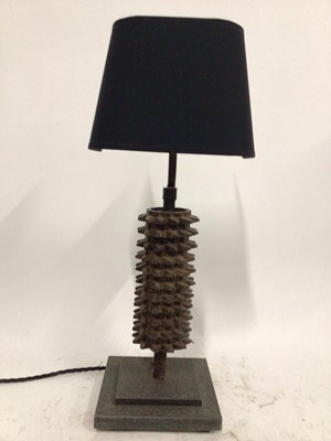 Lot 116 - Industrial Breaker light with shade, 57cm high with shade, on 18cm square base