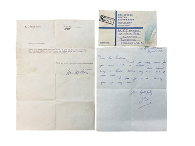 Lot 914 - Luftwaffe interest- original signed letter from Hans Ulrich Rudel (a Second World War Stuka pilot), dated May 1967, with envelope and letter from J. Davey mentioning Rudel.