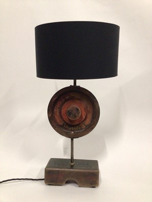 Lot 119 - Industrial Mould lamp with half shade, 67cm with shade, on 23cm x 12cm base