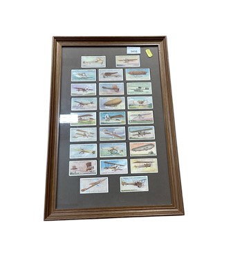 Lot 1416 - Cigarette cards Lambert and Butler Aviation set (25) Wills Aviation (50), both framed and glazed.