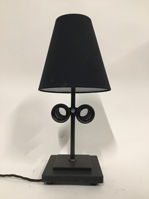 Lot 129 - Vintage Binocular Lamp with cone shade, 43cm high with shade, on 15cm square base