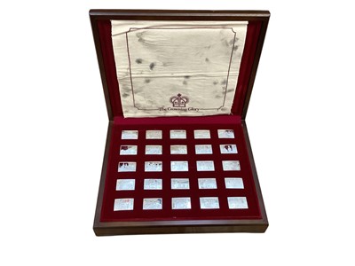 Lot 546 - G.B. - Mixed silver medallions to include Elizabeth II Crowns in glory set of 25 silver hallmarked plaques (N.B. Total estimated sterling weight 640gms), The Coronation issue silver gilt stamp c...