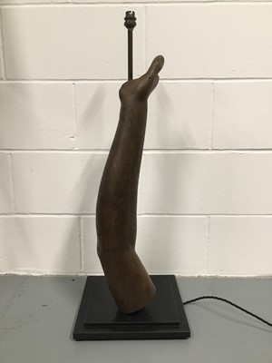 Lot 140 - Carved Wooden Arm lamp, 84cm, on 30cm square base