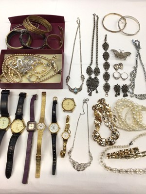 Lot 260 - Group of vintage and later costume jewellery and various wristwatches